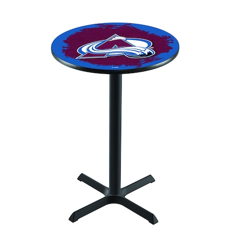 Holland Bar Stool Co 36" Blk Wrinkle Colorado Avalanche Pub Table L211B3628ColAva